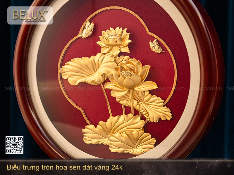 Biểu Trưng Tròn Hoa Sen Dát Vàng